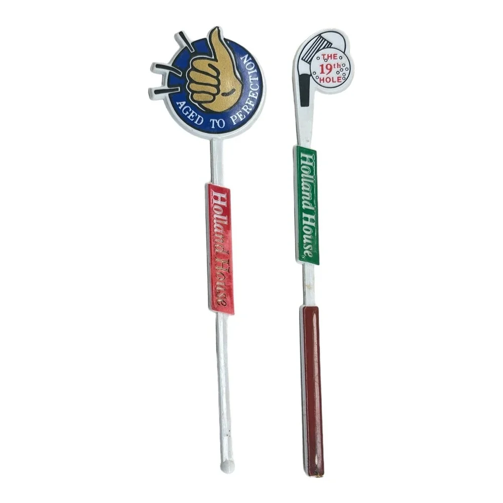 (2) Holland‎ House Stirrer Swizzle Stick Golf Club Birthday Themed Bar Vintage